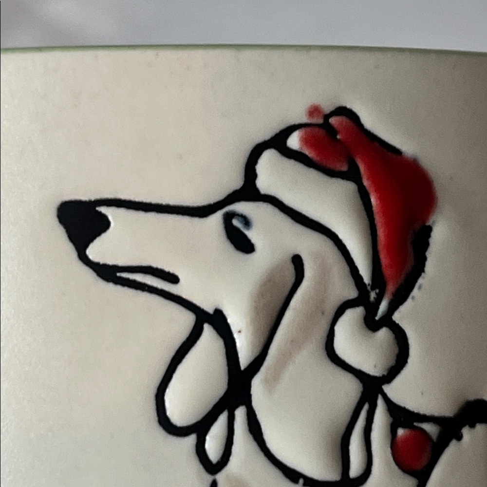 Festive Dog Mug with Green Handle Handmade NWT - Picture 15 of 15
